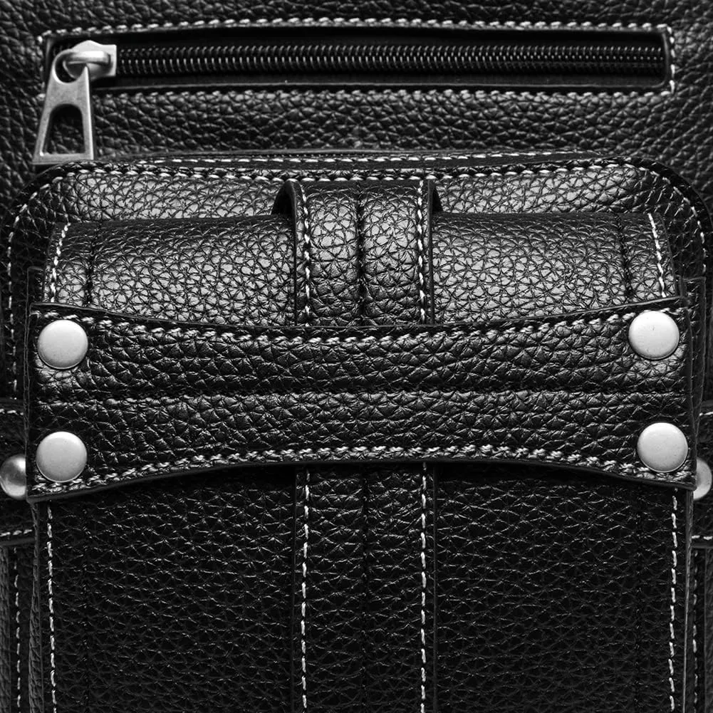Steampunk Waist Bag Fanny Pack Fashion Gothic Leather Shoulder Crossbody Messenger Bags Thigh Leg Hip Holster Purse Travel Pouch Hiking Sport Chain Bags for Women Men