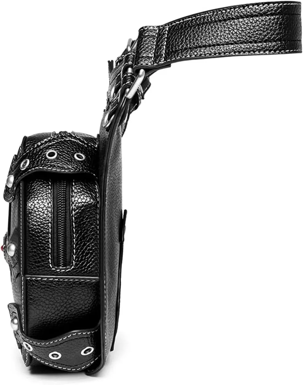 Steampunk Waist Bag Fanny Pack Fashion Gothic Leather Shoulder Crossbody Messenger Bags Thigh Leg Hip Holster Purse Travel Pouch Hiking Sport Chain Bags for Women Men