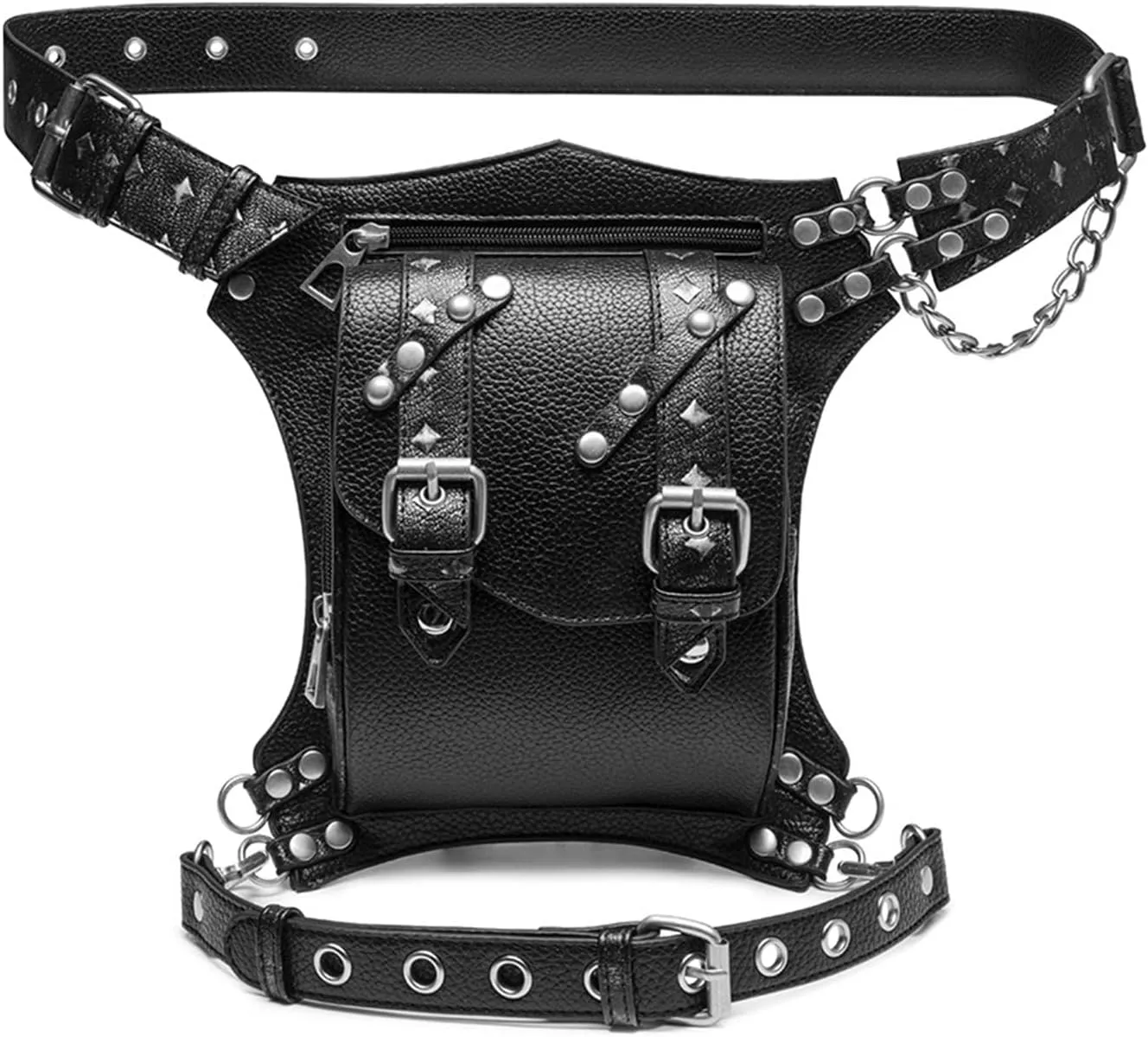 Steampunk Waist Bag Fanny Pack Fashion Gothic Leather Shoulder Crossbody Messenger Bags Thigh Leg Hip Holster Purse