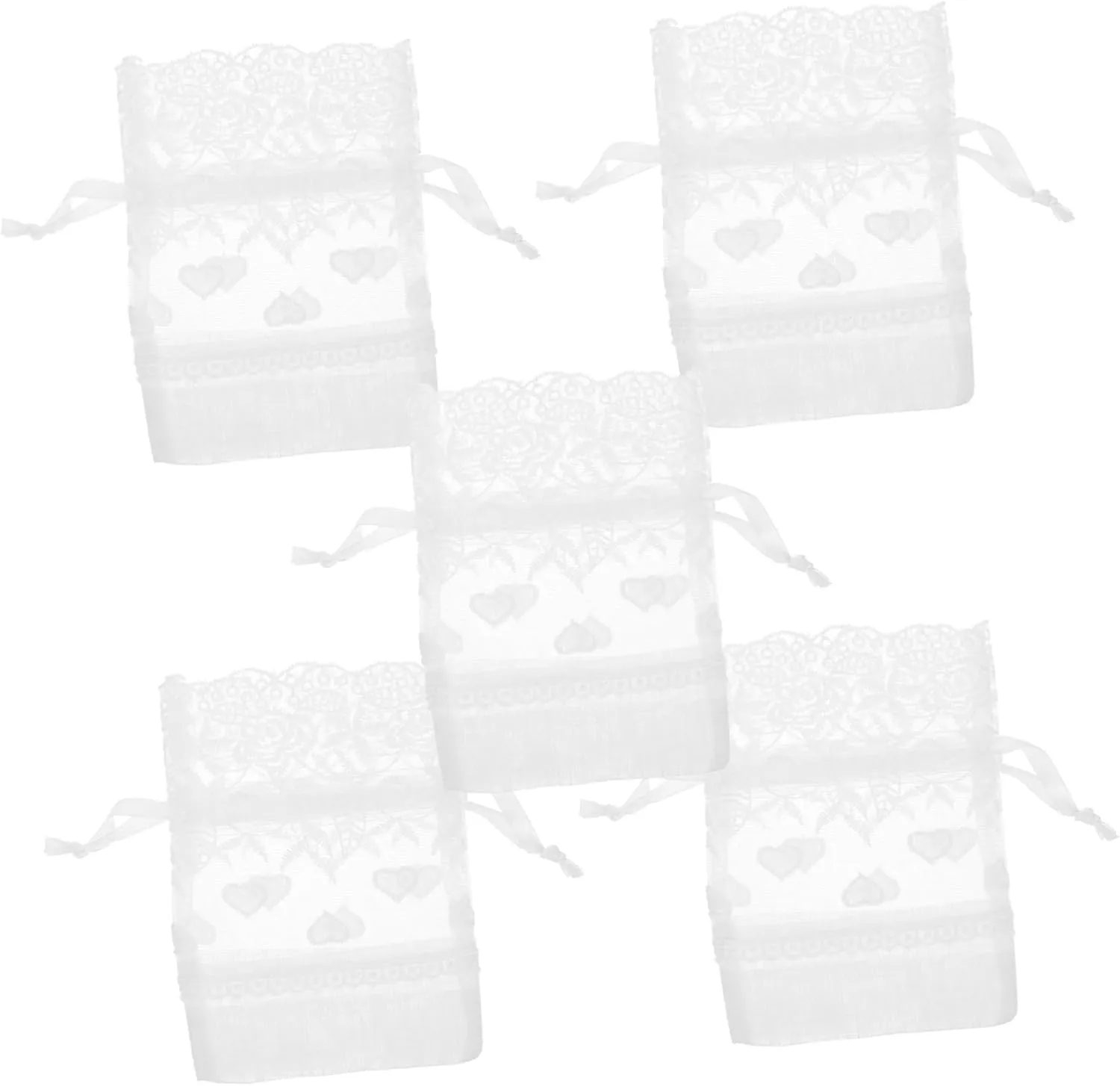 STOBOK 5 Pack Small Mesh Jewelry Bags Drawstring Candy Bags Mesh Jewelry Pouches for Wedding Party