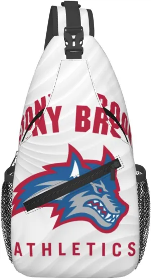 Stony Brook University Logo Crossbody For Men Women Sling Chest Bag Shoulder Bag Lightweight One Strap Backpack Multipurpose Travel Hiking Daypack