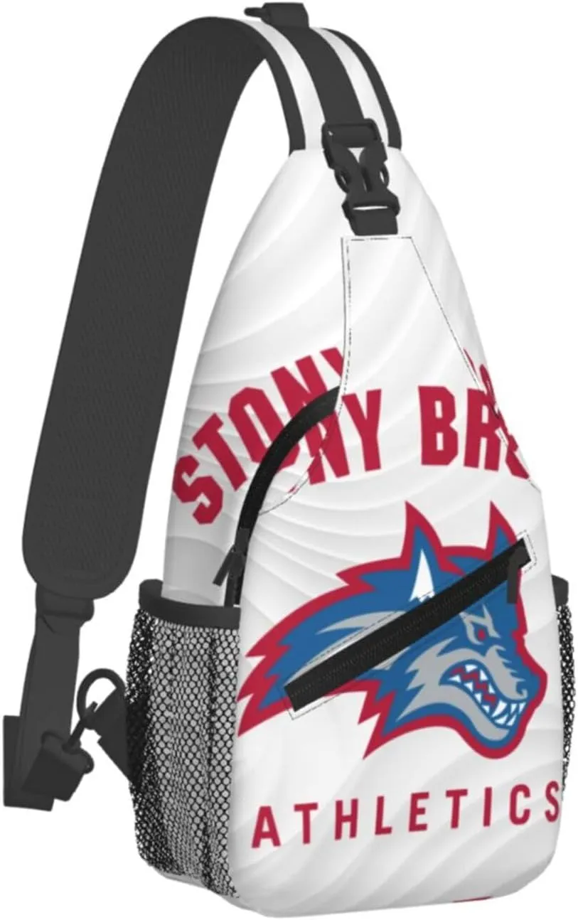 Stony Brook University Logo Crossbody For Men Women Sling Chest Bag Shoulder Bag Lightweight One Strap Backpack Multipurpose Travel Hiking Daypack