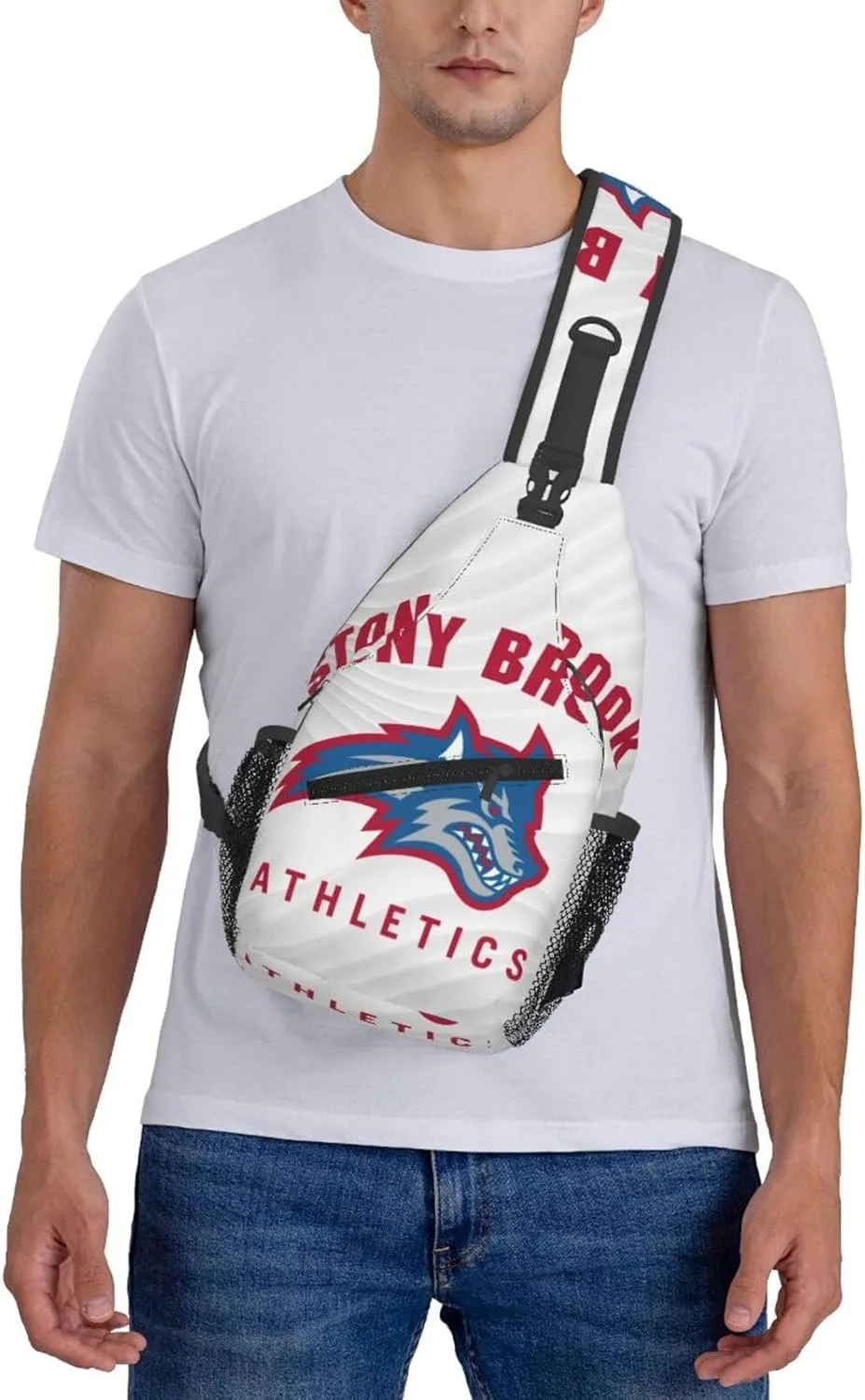 Stony Brook University Logo Crossbody For Men Women Sling Chest Bag Shoulder Bag Lightweight One Strap Backpack Multipurpose Travel Hiking Daypack