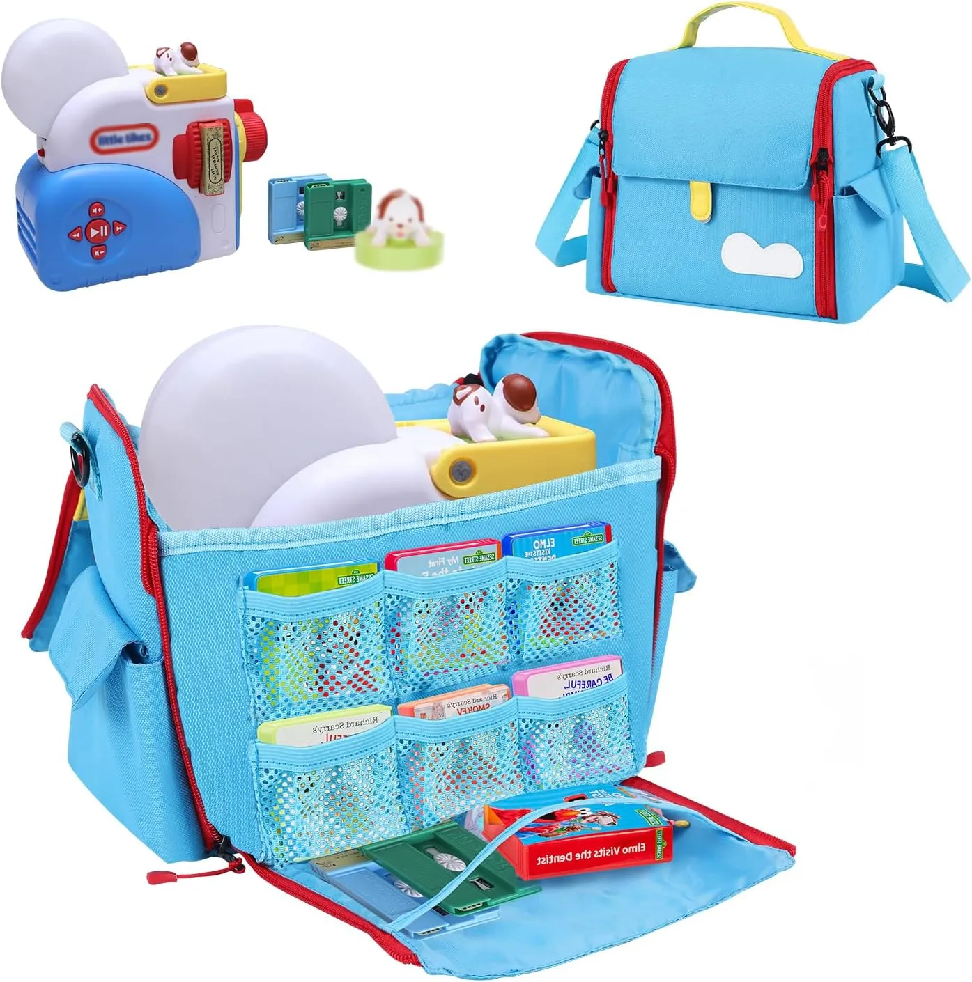 Storage Bag Compatible with Little Tikes Story Dream Machine Books Starter Set, Toy Storage Carrier Bag with Shoulder Strap Carrying Case for Storybook, Audio Play, Character, Bag Only