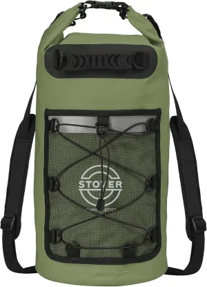 STOVER 5/10/25/30/40/55L Waterproof Dry Backpack- Medium Floating Dry Bag for Kayaking, Travel, Tubing, Hiking, Fishing, Camping, Motorcycles & Beach, Heavy Duty Roll Top Men/Women (Green)