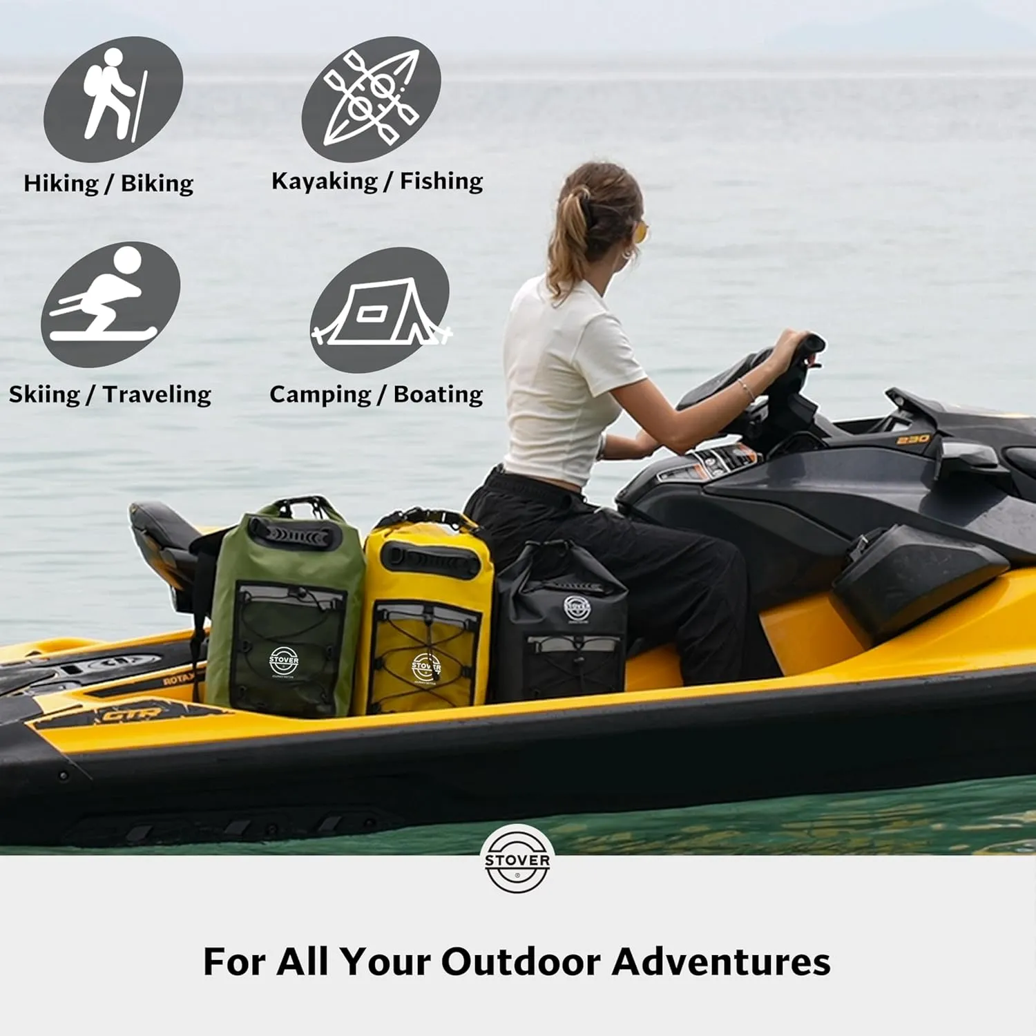 STOVER 5/10/25/30/40/55L Waterproof Dry Backpack- Medium Floating Dry Bag for Kayaking, Travel, Tubing, Hiking, Fishing, Camping, Motorcycles & Beach, Heavy Duty Roll Top Men/Women (Green)