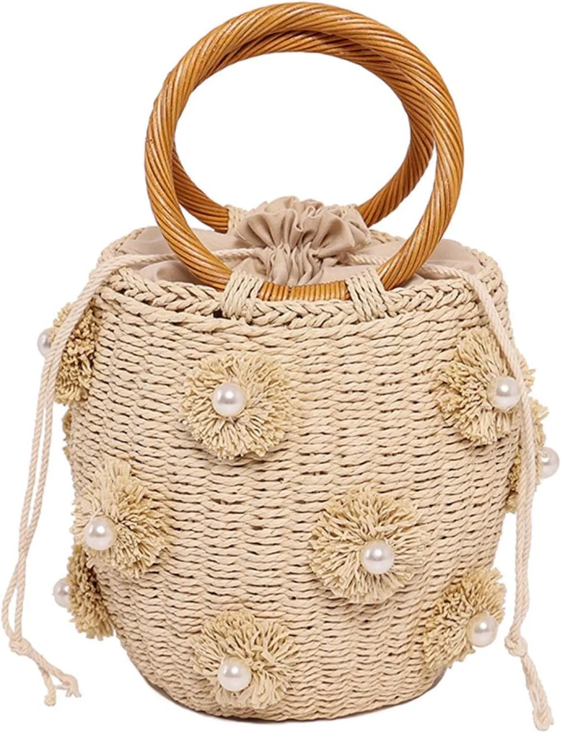 Straw Woven Shell Shape Tote Bag, Rattan Shoulder Bag Summer Beach Crossbody Purse Handbag for Women Travel