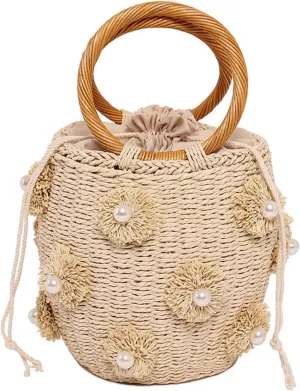 Straw Woven Shell Shape Tote Bag, Rattan Shoulder Bag Summer Beach Crossbody Purse Handbag for Women Travel