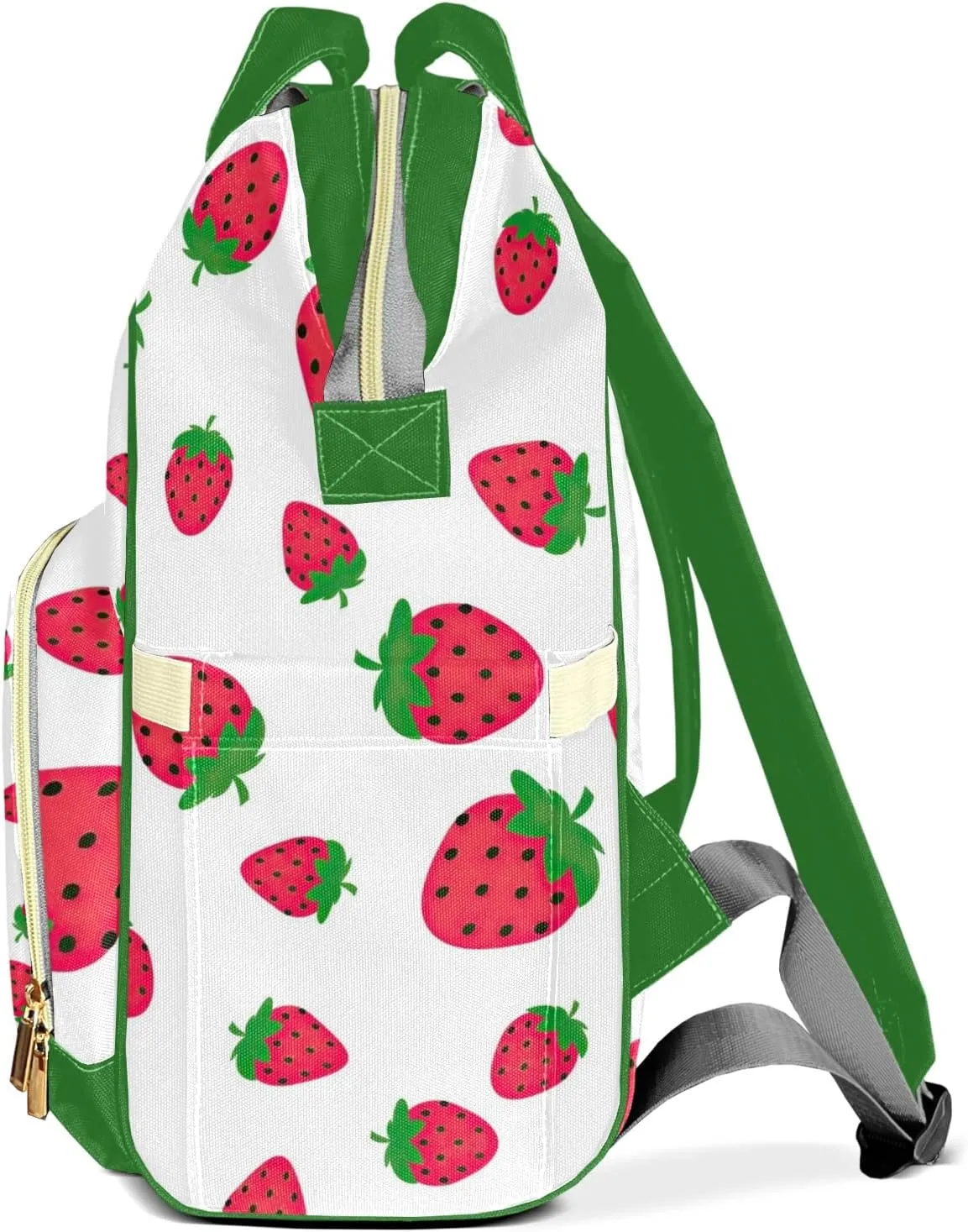 Strawberry Pattern Diaper Bag Custom with Text Tote Bag Personalized Present Mummy Backpack