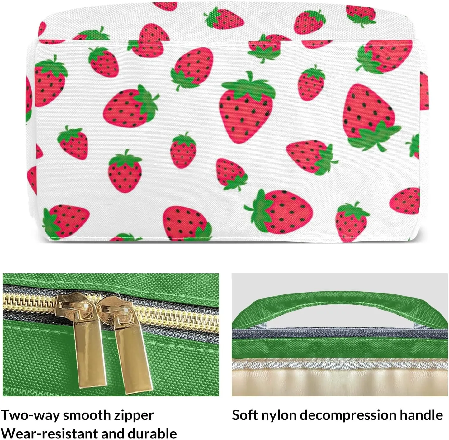 Strawberry Pattern Diaper Bag Custom with Text Tote Bag Personalized Present Mummy Backpack