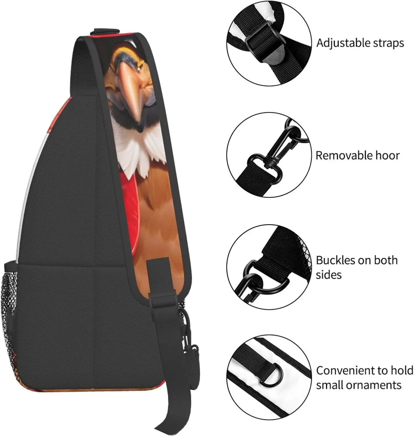 Sturdy Anti Theft Sling Bag for Chicken Sunglasses Shoulder Chest Bag Multipurpose Cross Body Backpack Lightweight Casual Daypack