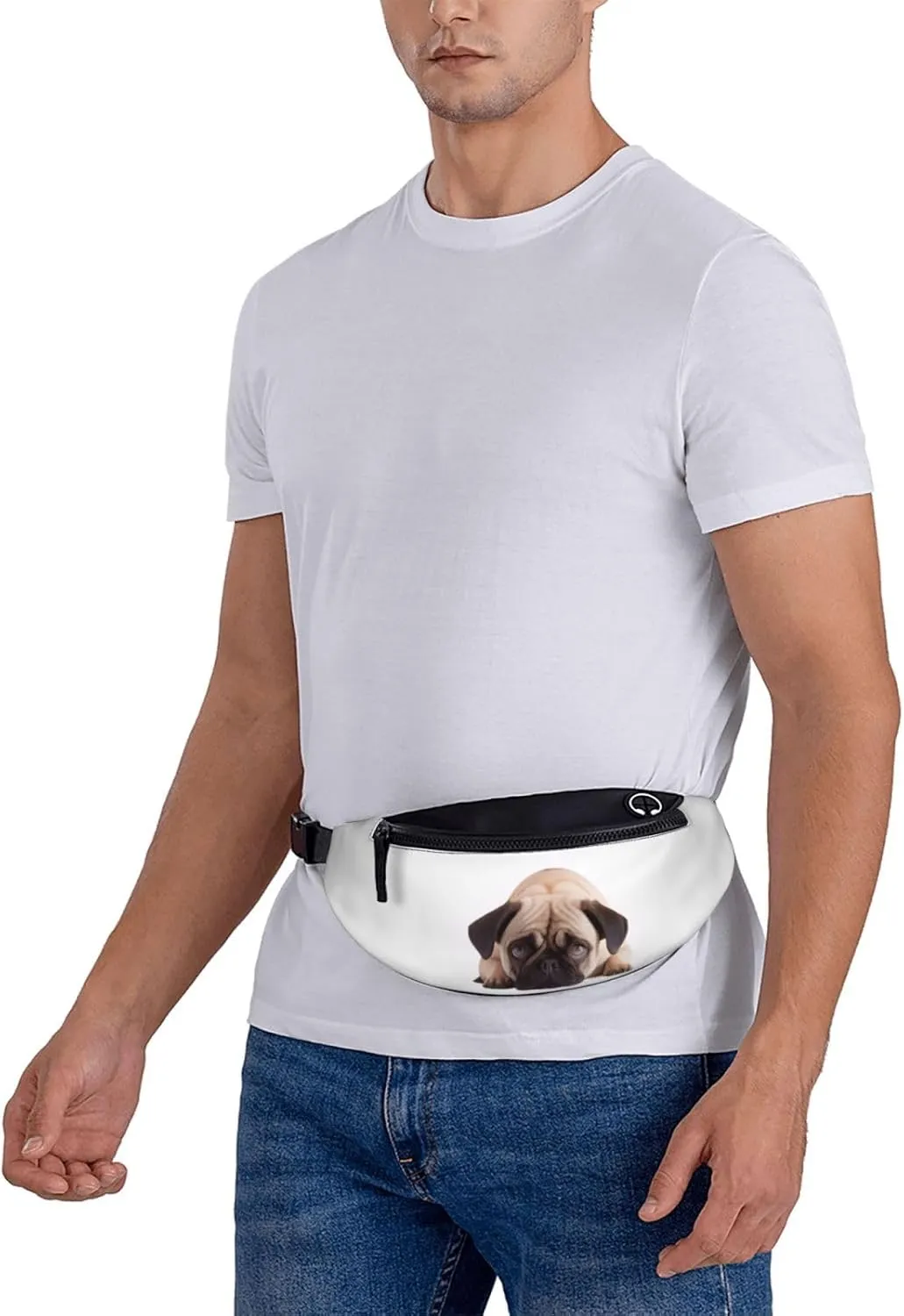 Stylish 3d Cry Pug Bumbags Waist Fanny Pack For Women Ladies Men Lightweight Bum Bag With Zip Pockets Adjustable Belt For Dog Walking Running Cycling Hiking Outdoor Sport