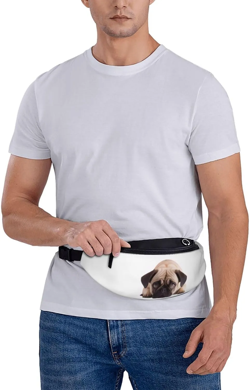 Stylish 3d Cry Pug Bumbags Waist Fanny Pack For Women Ladies Men Lightweight Bum Bag With Zip Pockets Adjustable Belt For Dog Walking Running Cycling Hiking Outdoor Sport