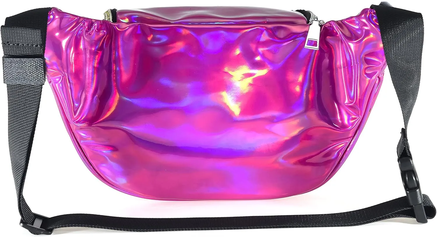 Stylish Fanny Pack for Women Party Waist Money Belt Leather Pouch Concert Holographic Rave Festival Hip Bag (Deep Rose)