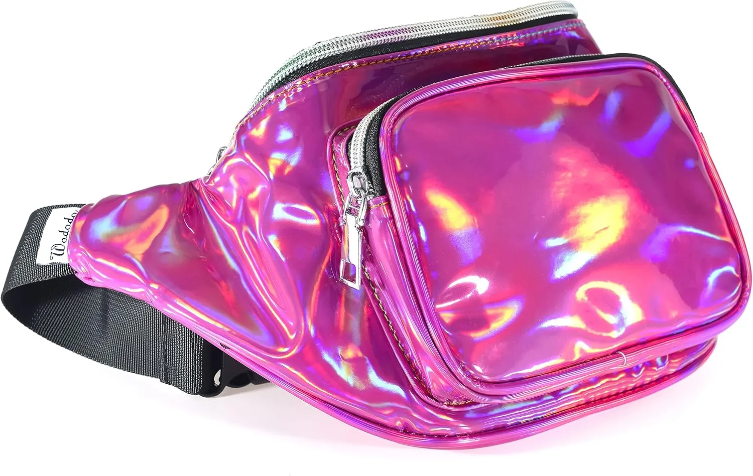 Stylish Fanny Pack for Women Party Waist Money Belt Leather Pouch Concert Holographic Rave Festival Hip Bag (Deep Rose)
