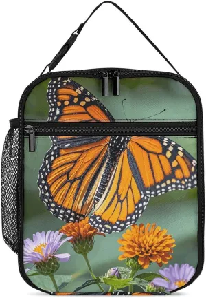 Stylish Insulated Lunch Bag Monarch Butterflies Printed - Reusable Portable Thermal Lunch Tote with Vibrant Designs, Leakproof Durable for Women Men，Work, Gym, Picnic, And Travel