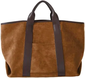 Suede Tote Bag for Women Large Capacity slouchy Shoulder Bag Suede Vintage Satchel Bag Simple Commute Bag