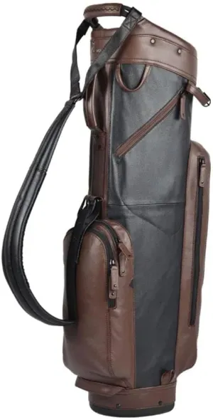 Sun Mountain 2020 Golf Leather Cart Bag (Black-Brown)
