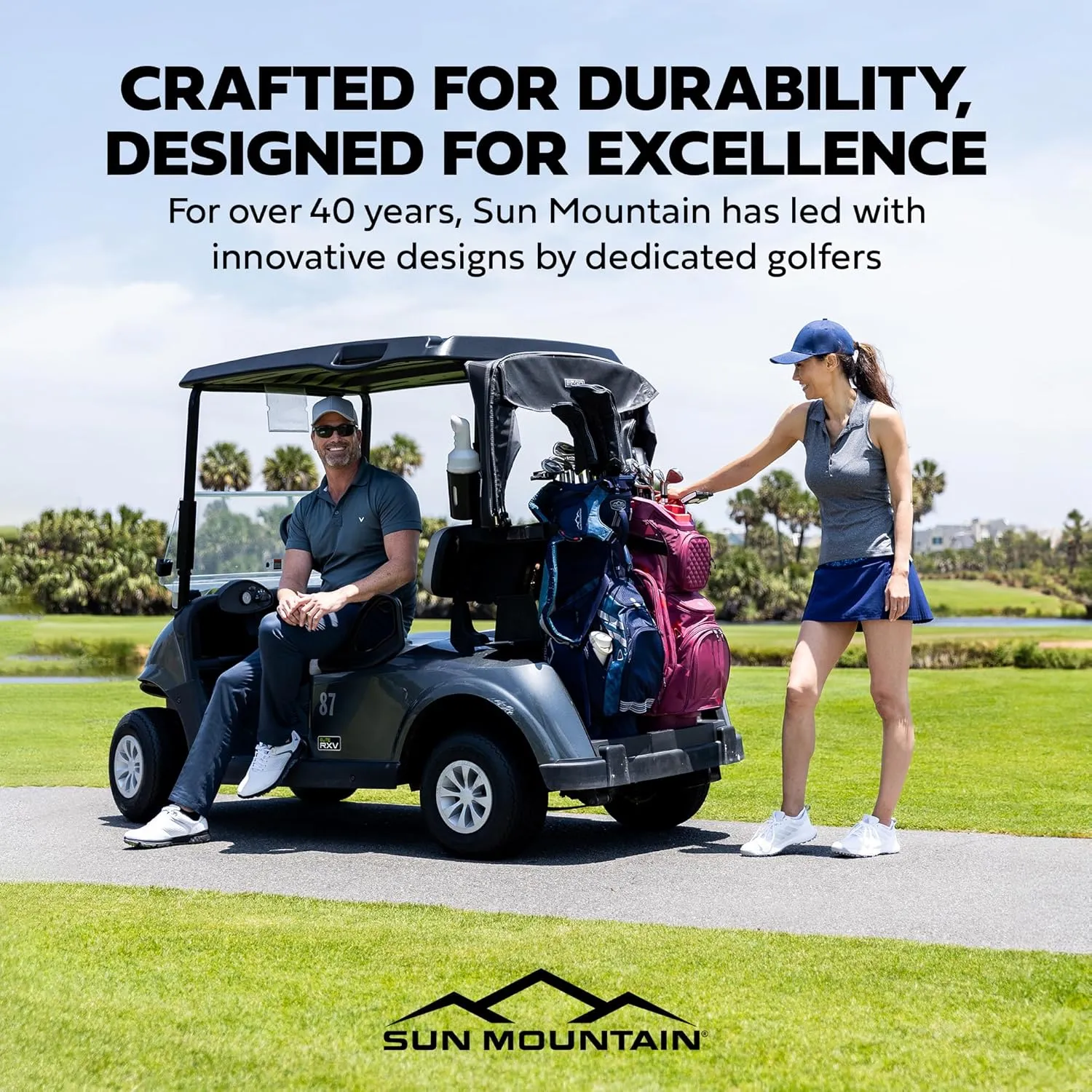 Sun Mountain 2025 C-130 14 Way Golf Bag with Full-Length Dividers and 11 Pockets for Ultimate Convenience - Lightweight Golf Cart Bag with Cart Strap Pass-Through Ideal for Golf Carts