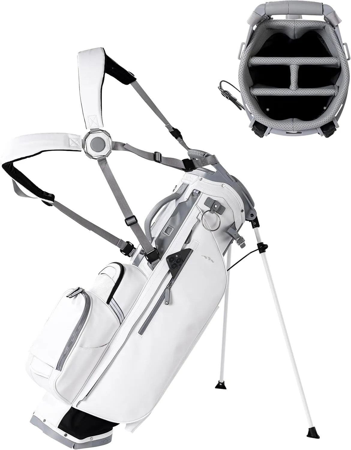 Sun Mountain 2025 Matchplay Stand Bag - Durable Golf Stand Bag with a Four-Way Top and Ergonomic X-Fit Dual Strap Handle for Convenience - Lightweight with Nine Pockets for Storage - White