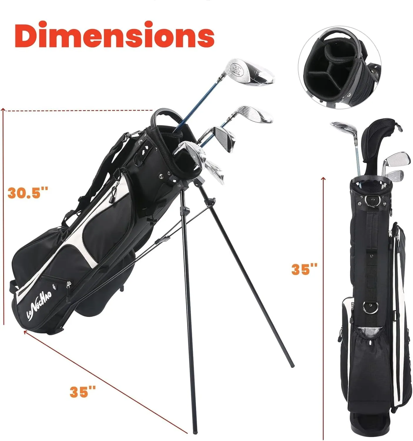 Sunday Golf Bag,4 Way Golf Bag Stand with Backpack Shoulder,6 Pockets Ping Golf Club Bag, 2 Bags in 1 for Women