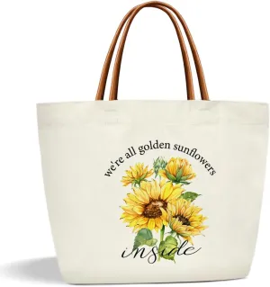 Sunflower Floral Tote Bags for Women, Sunflower Gifts for Women Friend Sister, Summer Grocery Floral Bag Shopping Handbag -14