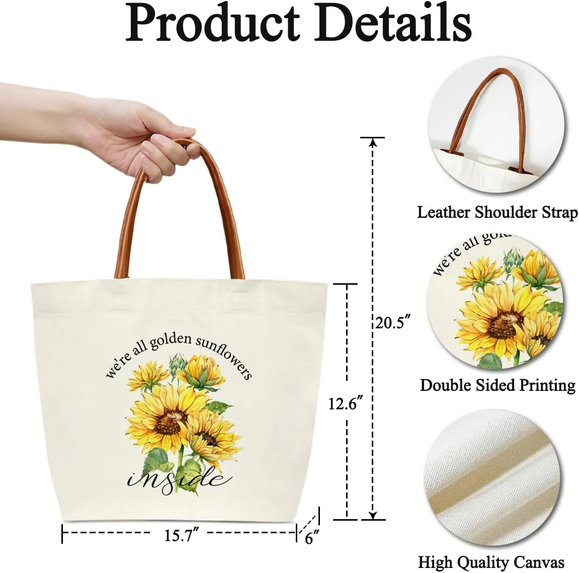 Sunflower Floral Tote Bags for Women, Sunflower Gifts for Women Friend Sister, Summer Grocery Floral Bag Shopping Handbag -14