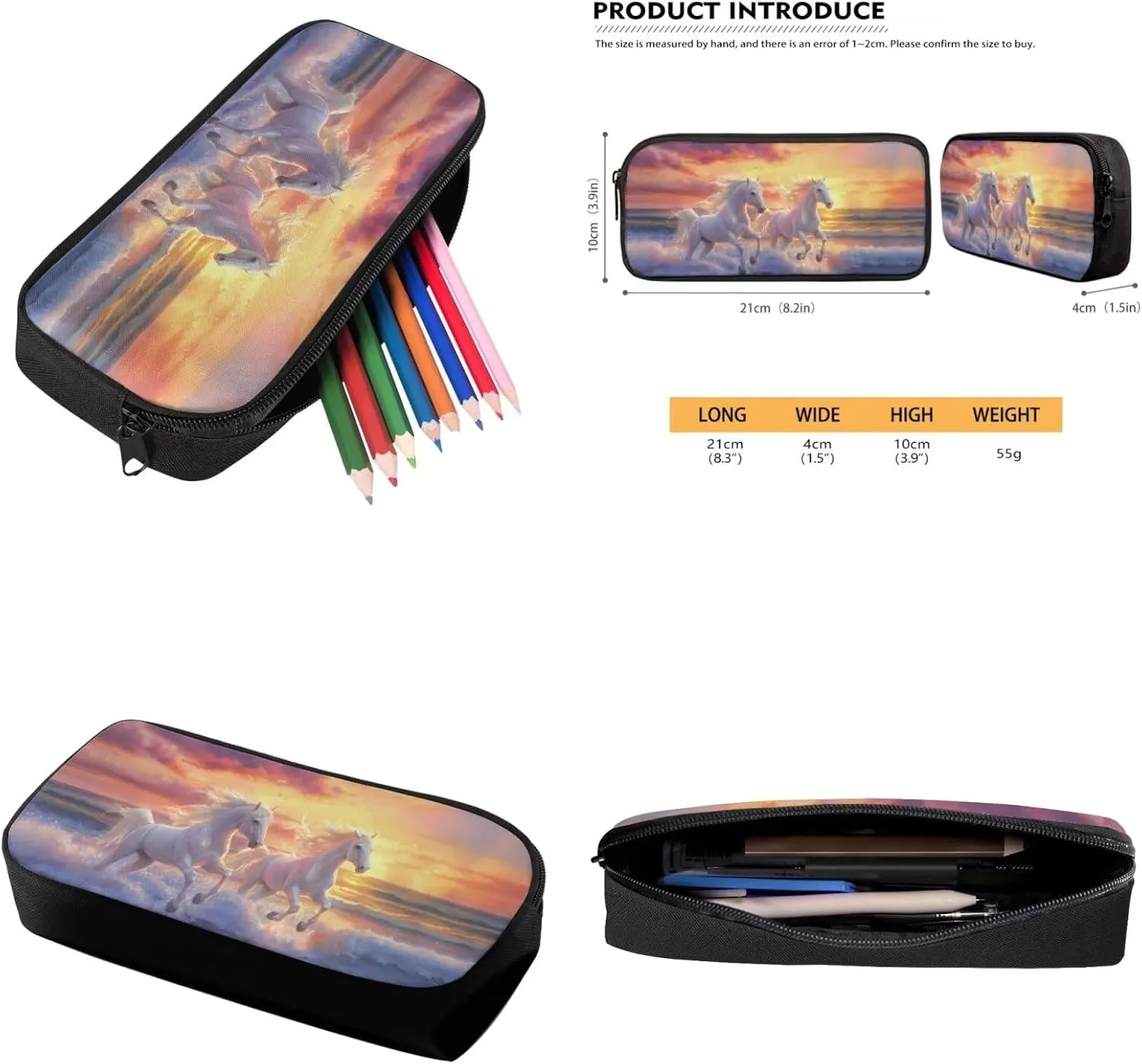 Sunset Horse 5th Grade Backpacks for Girls Bookbags with Lunch Box and Pencil Case 4-in-1 Elementary School Backpack for Girls School Bag with Adjustable Shoulder Strap for Kids