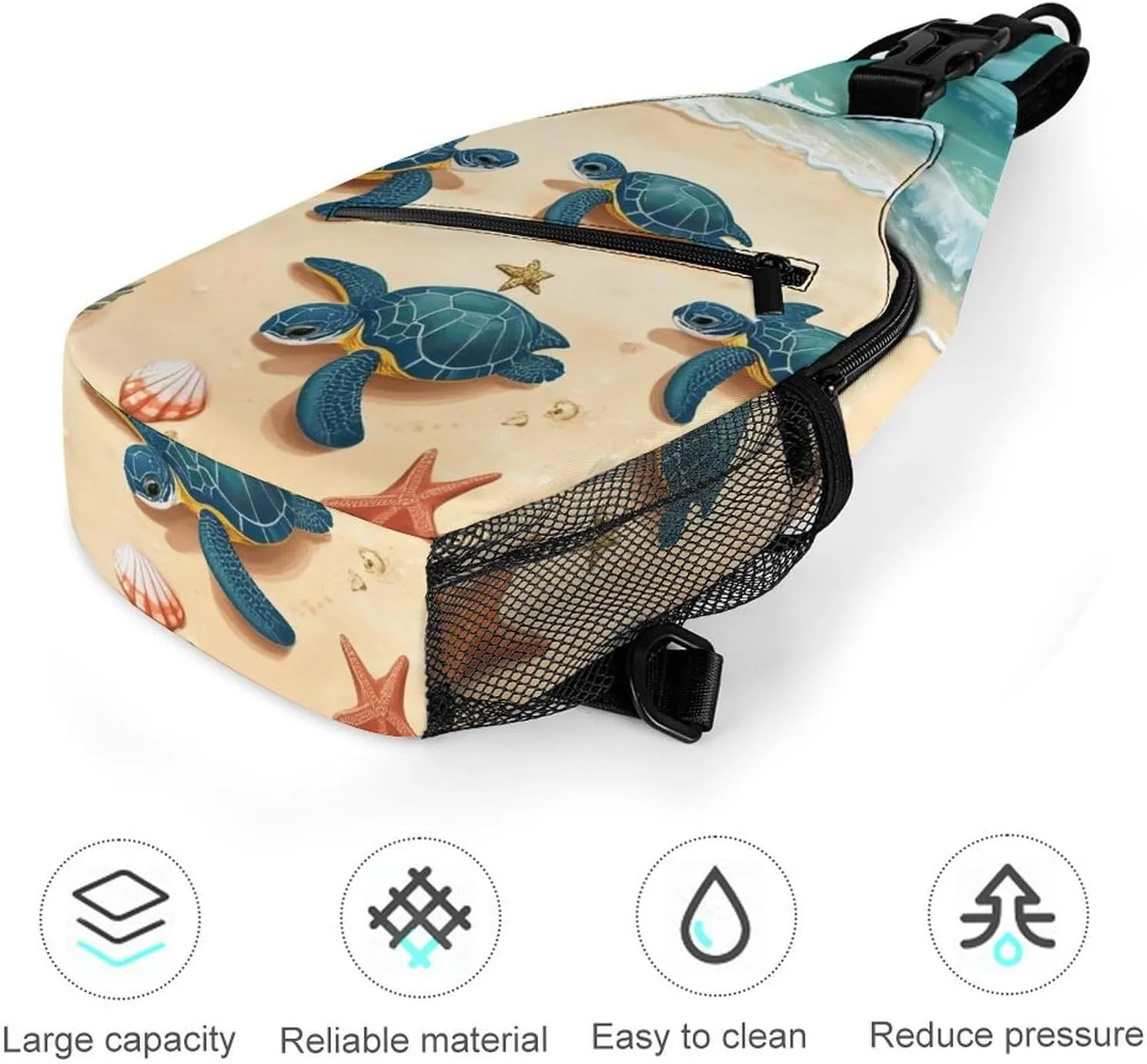 Supdreamc Ultra Lightweight Sling Backpack Chest Sling Shoulder Backpacks Bags Multipurpose Anti-Theft Rucksack for Climbing Camping Cycling Travel, Beach Turtles