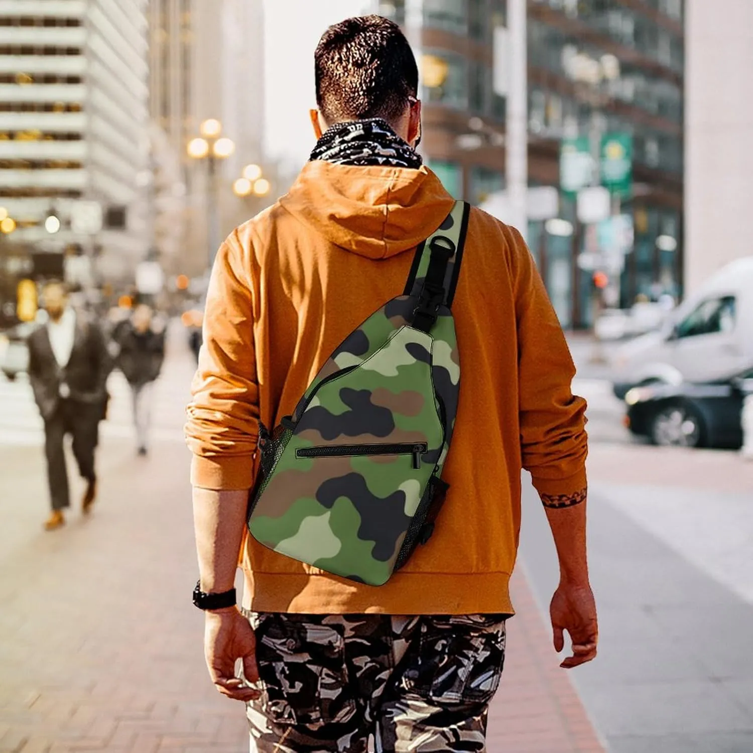 Supdreamc Ultra Lightweight Sling Backpack Chest Sling Shoulder Backpacks Bags Multipurpose Anti-Theft Rucksack for Climbing Camping Cycling Travel, Cool Camo Military Camouflage