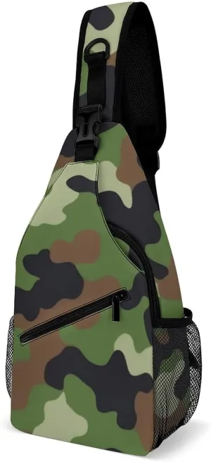 Supdreamc Ultra Lightweight Sling Backpack Chest Sling Shoulder Backpacks Bags Multipurpose Anti-Theft Rucksack for Climbing Camping Cycling Travel, Cool Camo Military Camouflage