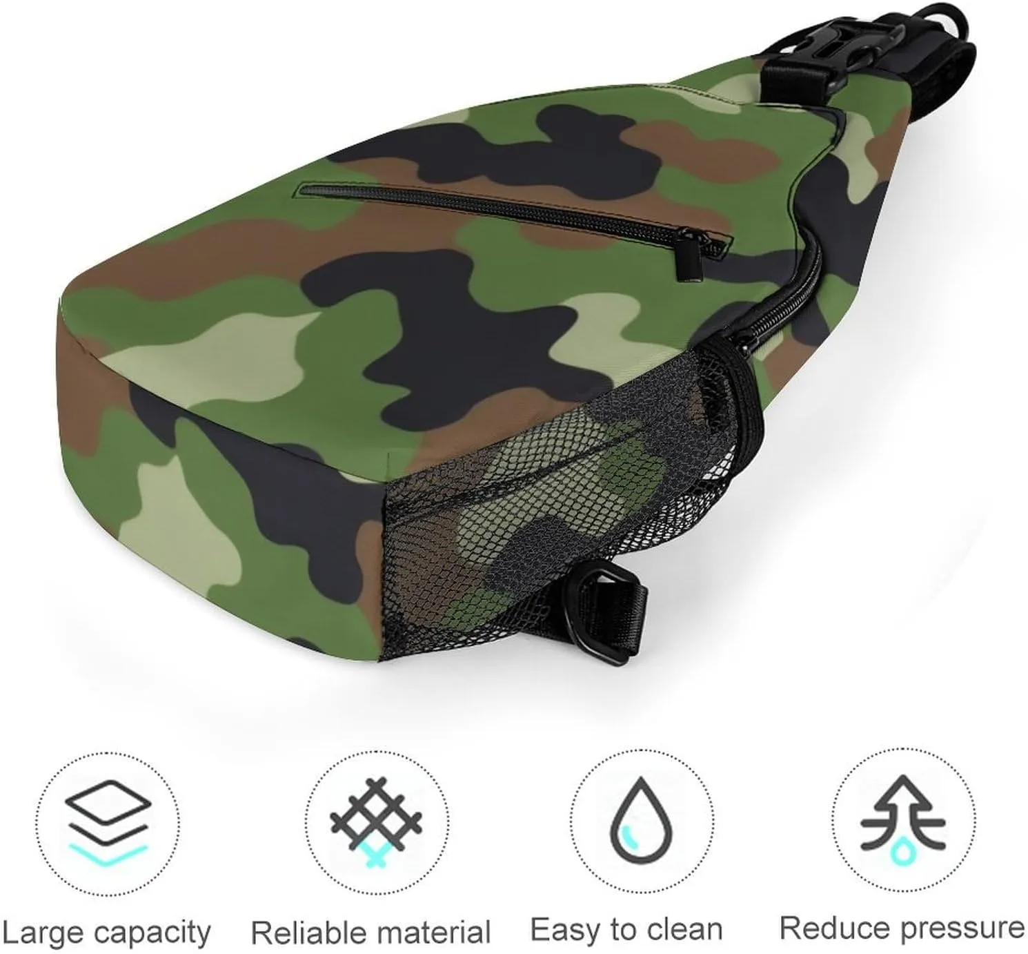 Supdreamc Ultra Lightweight Sling Backpack Chest Sling Shoulder Backpacks Bags Multipurpose Anti-Theft Rucksack for Climbing Camping Cycling Travel, Cool Camo Military Camouflage