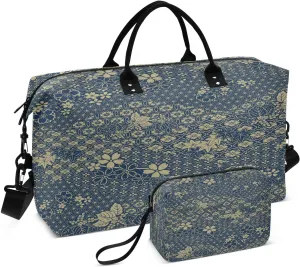 susiyo Fabric Patchwork Wallpaper Expandable Travel Duffle Bag, Large Weekender Overnight Bags and Adjustable Strap, Carry On Shoulder Tote Bag, Gym Duffel Bag with Toiletry Bags for Hospital