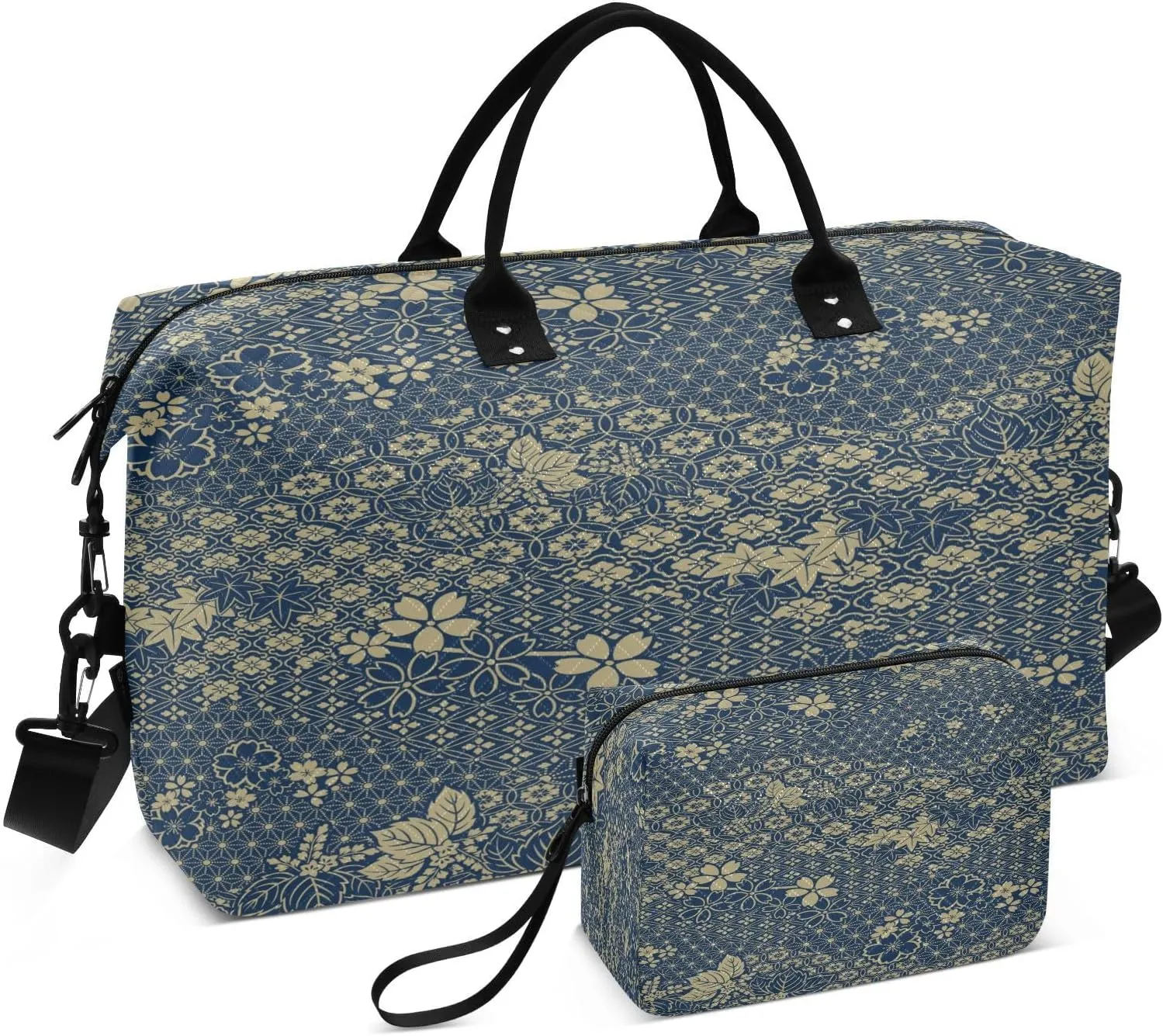 susiyo Fabric Patchwork Wallpaper Expandable Travel Duffle Bag, Large Weekender Overnight Bags and Adjustable Strap, Carry On Shoulder Tote Bag, Gym Duffel Bag with Toiletry Bags for Hospital