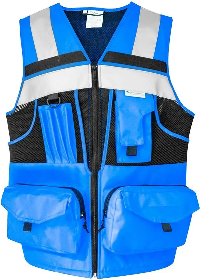 SUXIBIP 10 Pockets Safety Vest for Men and Women, High Visibility vest with 3M Reflective Strips, Oxford Fabric