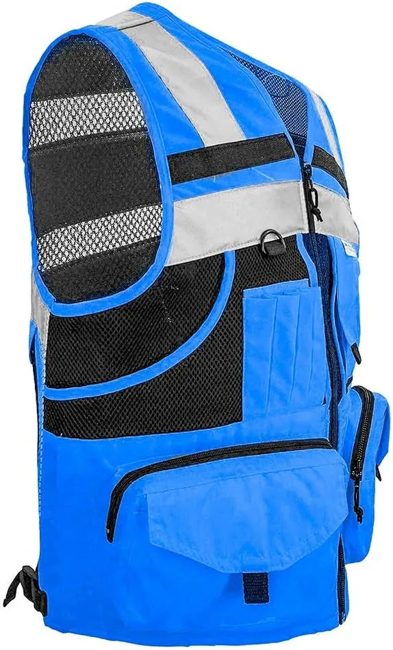 SUXIBIP 10 Pockets Safety Vest for Men and Women, High Visibility vest with 3M Reflective Strips, Oxford Fabric