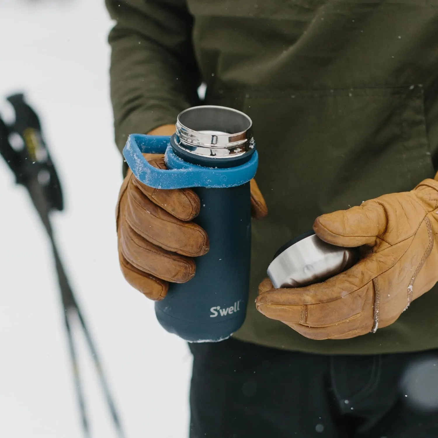 S'well Stainless Steel Traveler, 16oz, Azurite, Triple Layered Vacuum Insulated Containers Keeps Drinks Cold for 24 Hours and Hot for 12, BPA Free, Easy Carrying On the Go