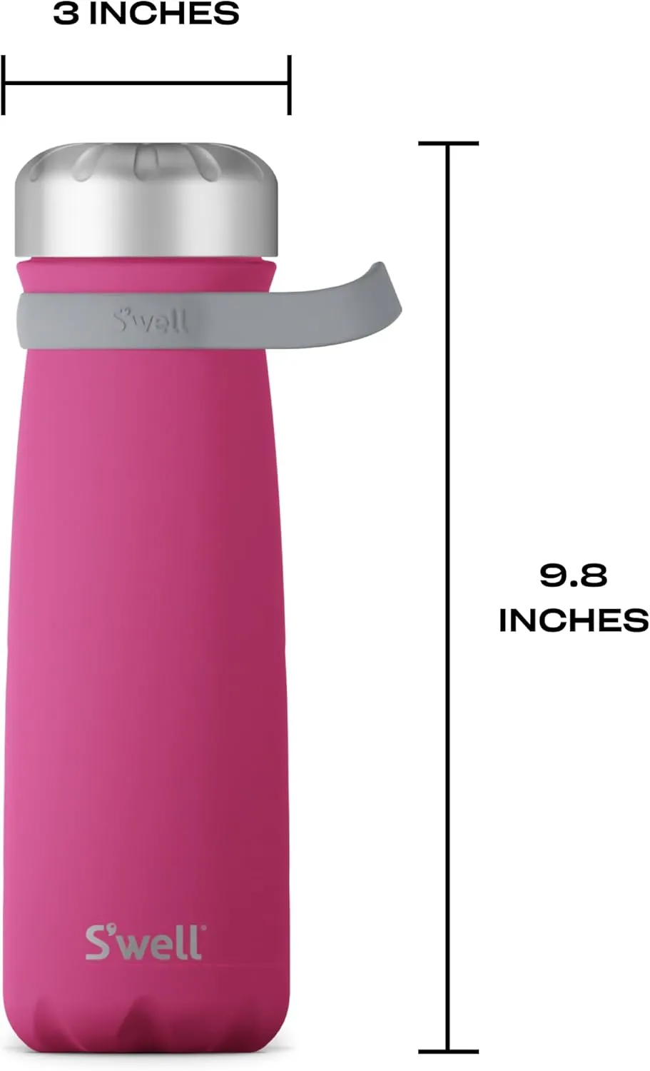 S'well Stainless Steel Traveler With Handle, 24oz, Azalea Pink, Triple Layered Vacuum Insulated Containers Keeps Drinks Cold for 40 Hours and Hot for 16, BPA Free, Easy Carrying On the Go