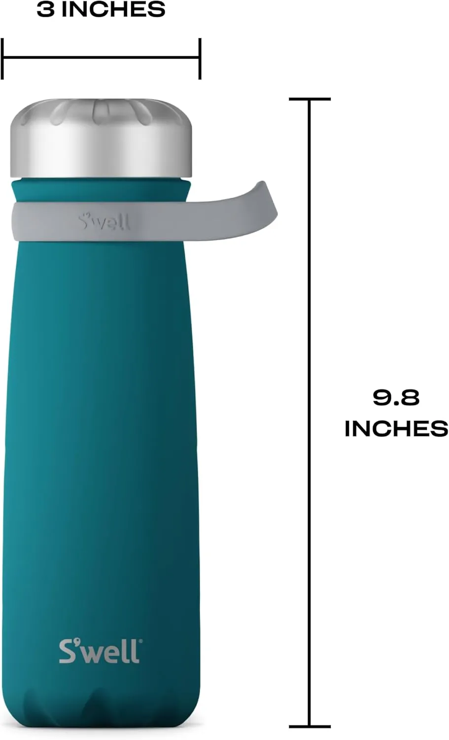 S'well Stainless Steel Traveler With Handle, 24oz, Peacock Blue, Triple Layered Vacuum Insulated Containers Keeps Drinks Cold for 40 Hours and Hot for 16, BPA Free, Easy Carrying On the Go