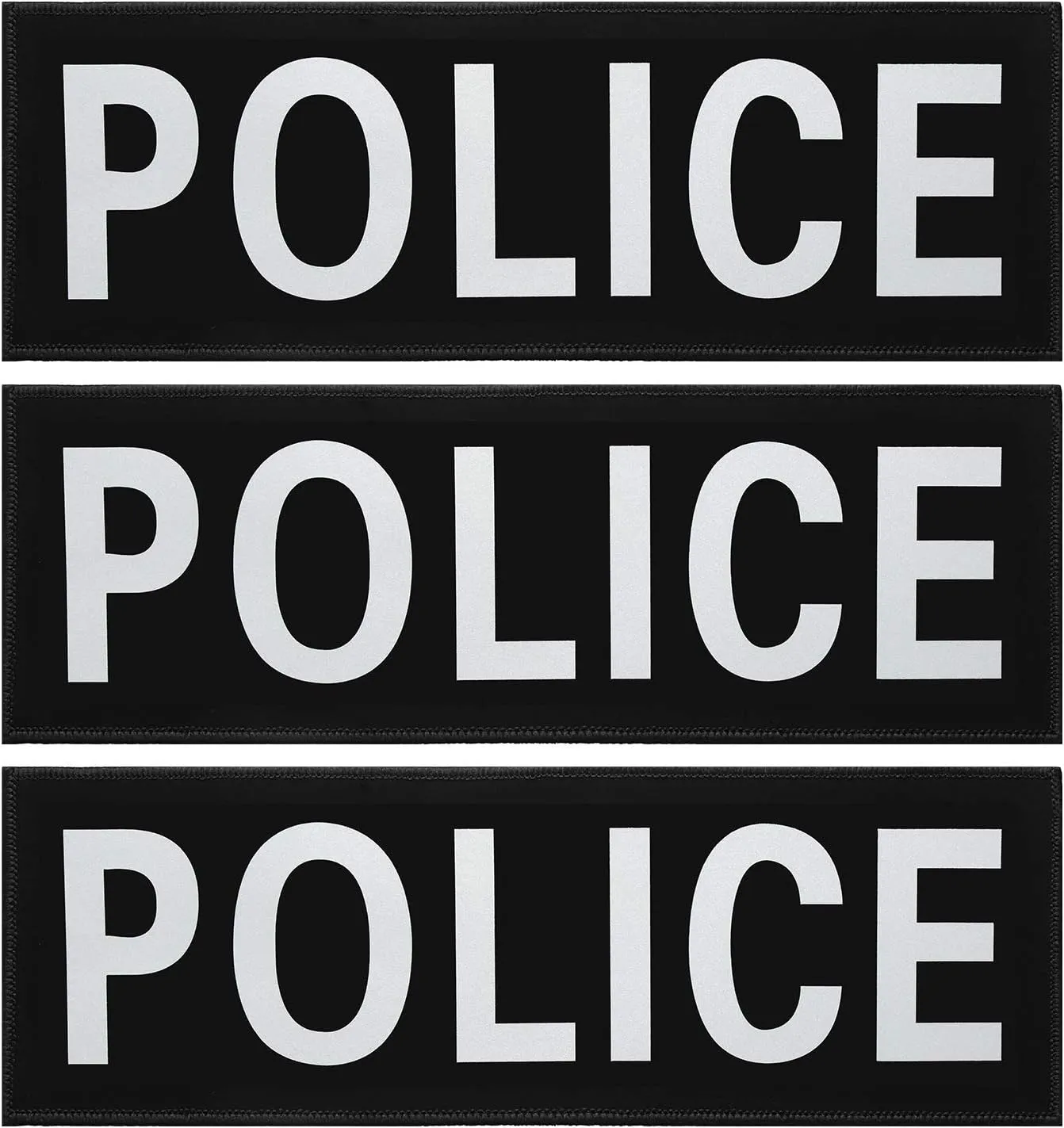 Syhood 3 Pieces Police Patches for Vest 11 x 4 Inches Reflective Ultra Black Police Panel Patches for Vest Jacket Back Panel