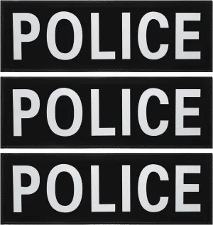Syhood 3 Pieces Police Patches for Vest 11 x 4 Inches Reflective Ultra Black Police Panel Patches for Vest Jacket Back Panel