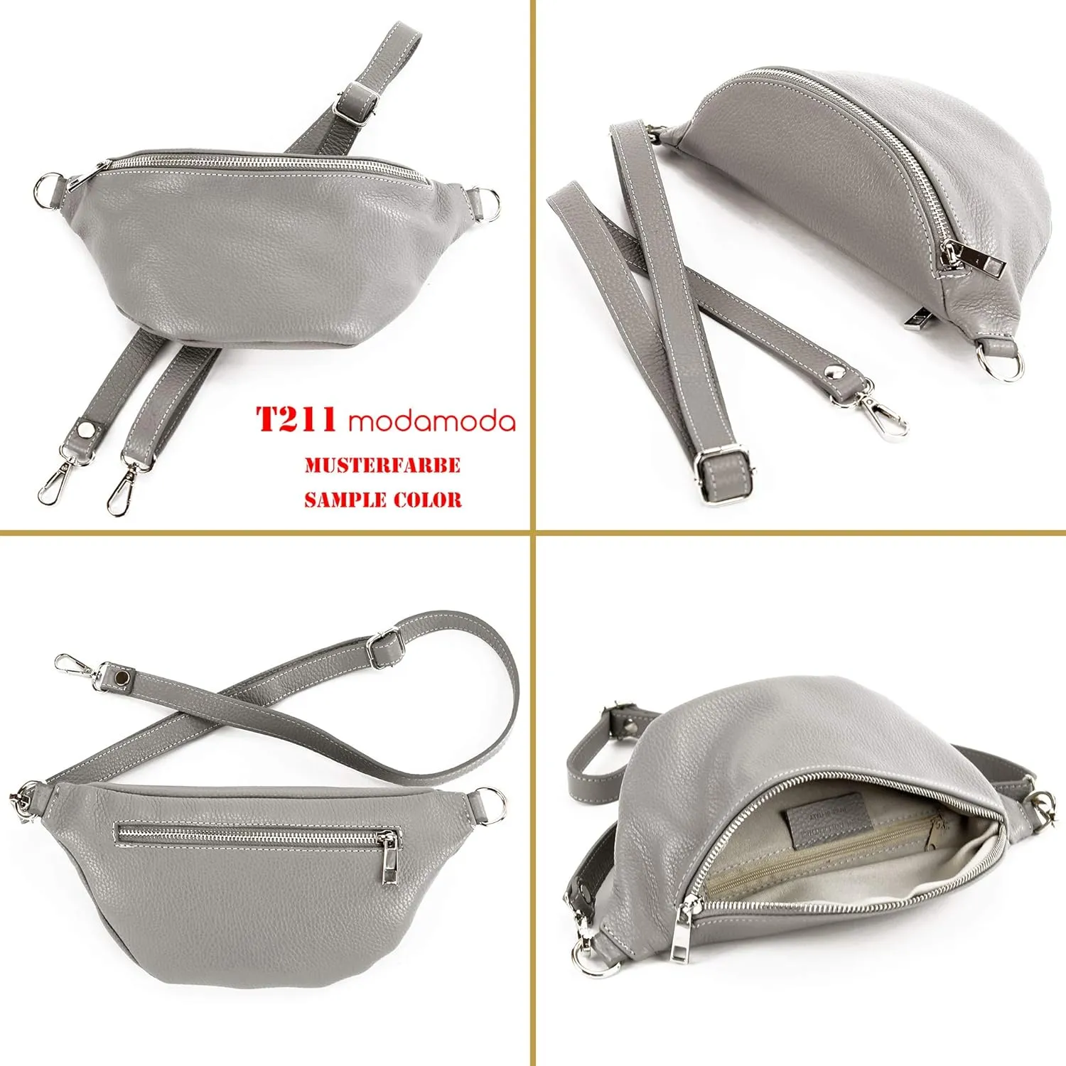 T211 - Italian hip bag, bum bag, chest bag small made of soft leather
