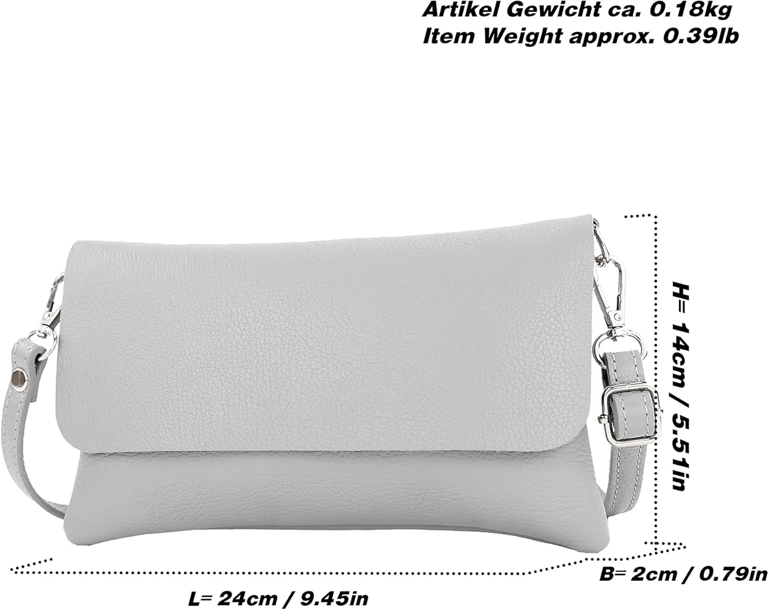 T226 - Italian leather clutch shoulder bag small