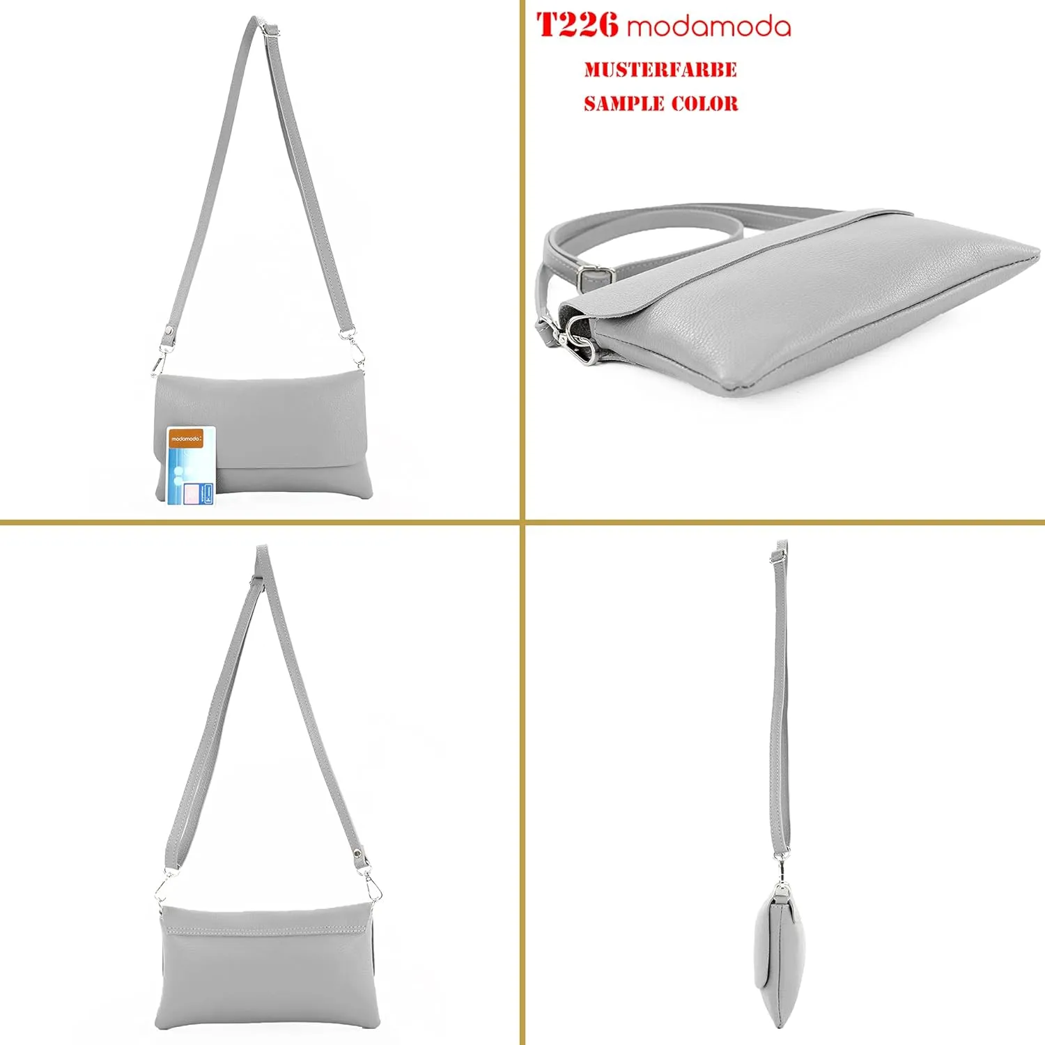 T226 - Italian leather clutch shoulder bag small