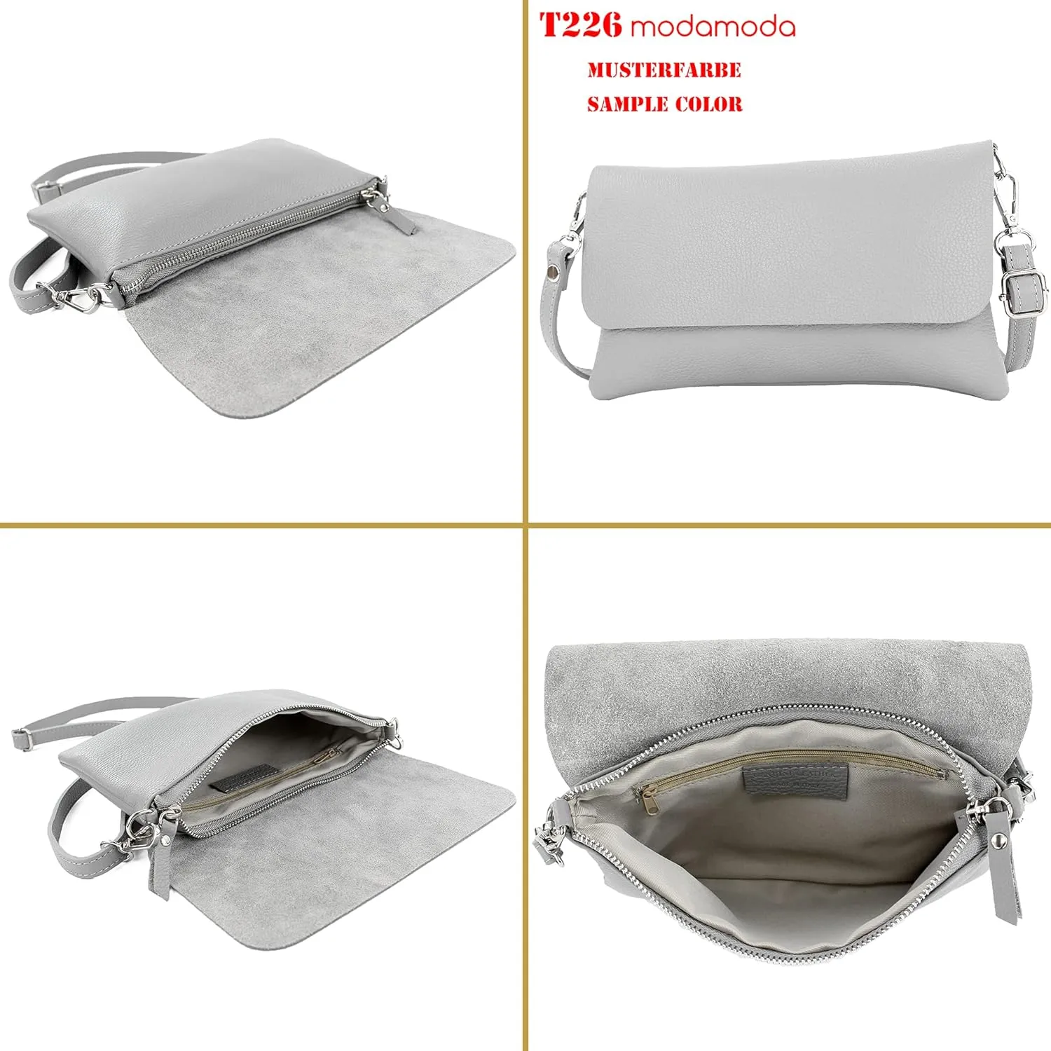 T226 - Italian leather clutch shoulder bag small