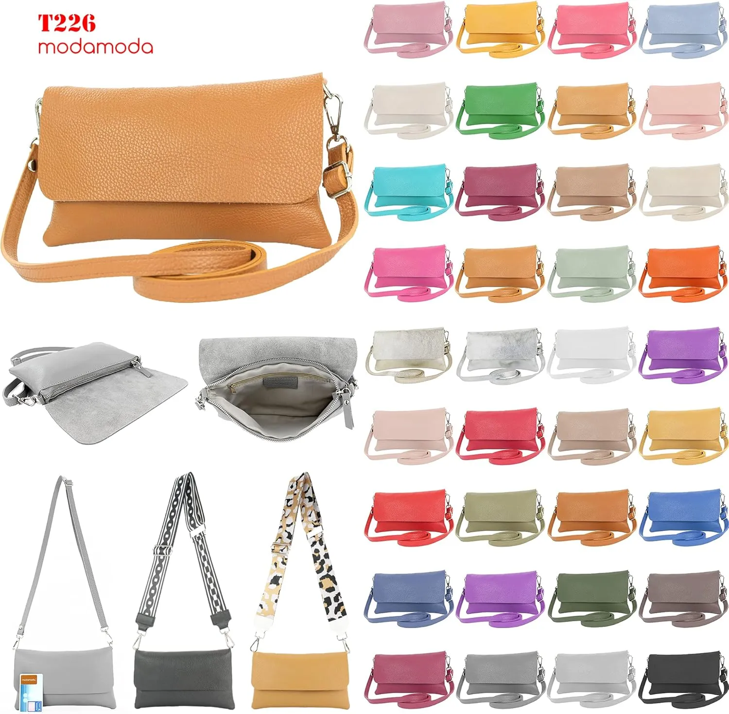 T226 - Italian leather clutch shoulder bag small