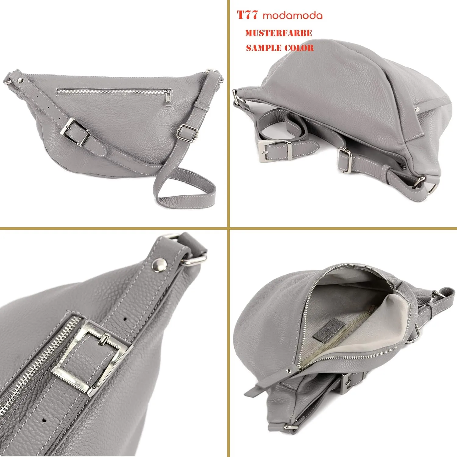 T77 - Italian hip bag, bum bag medium made of soft leather