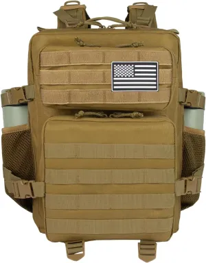 Tactical Backpack - 25L/35L/45L Military Tactical Backpack For Men Molle Daypack 3 Day Bug Out Bag Hiking Rucksack With Bottle Holder 25L Small Khaki Backpacks