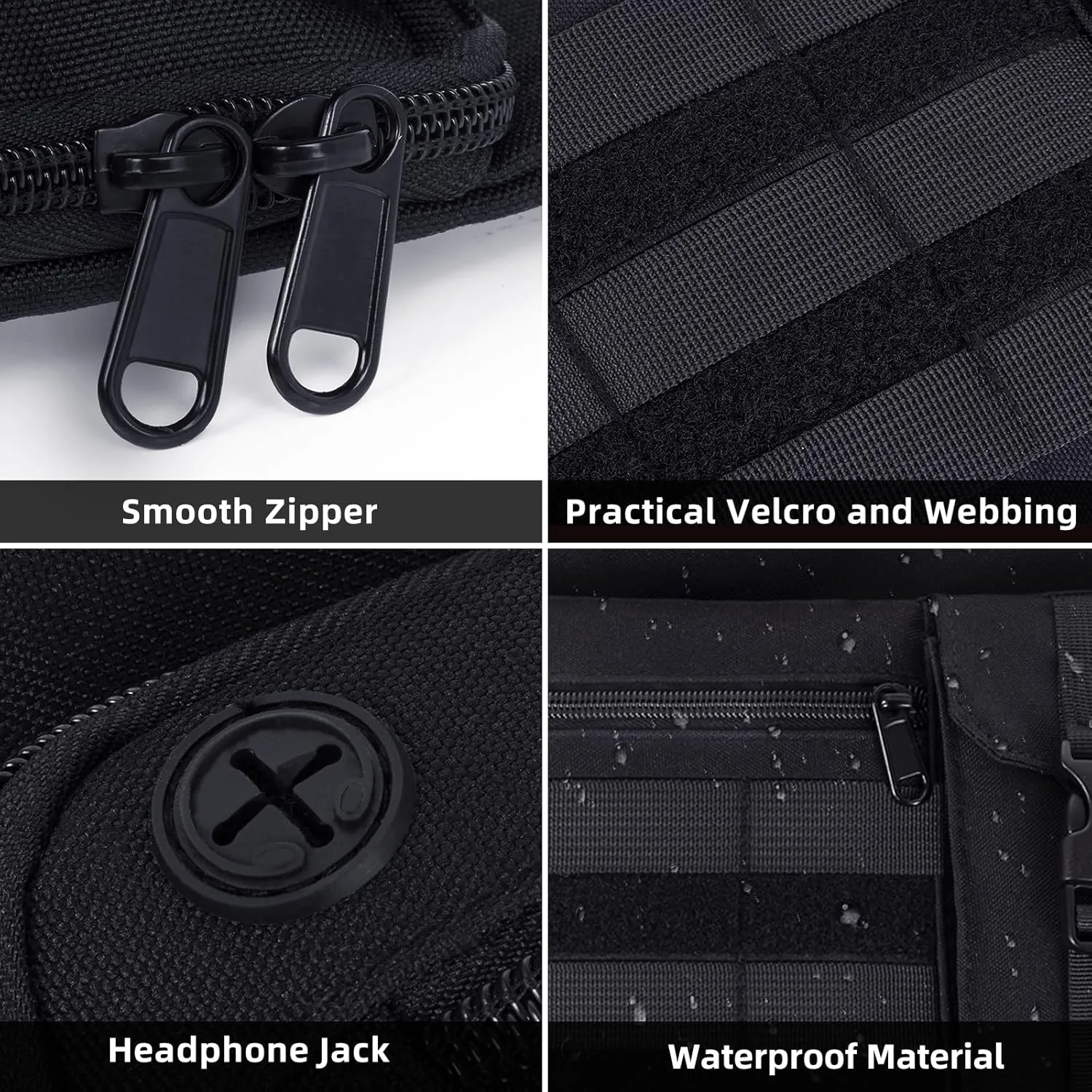 Tactical Chest Running Bag: Holster Vest Pack Phone Holder - Outdoor Sports Hiking Workout Ski Jogging Cycling Walking Resistant Adjustable Bags for Men Women Black