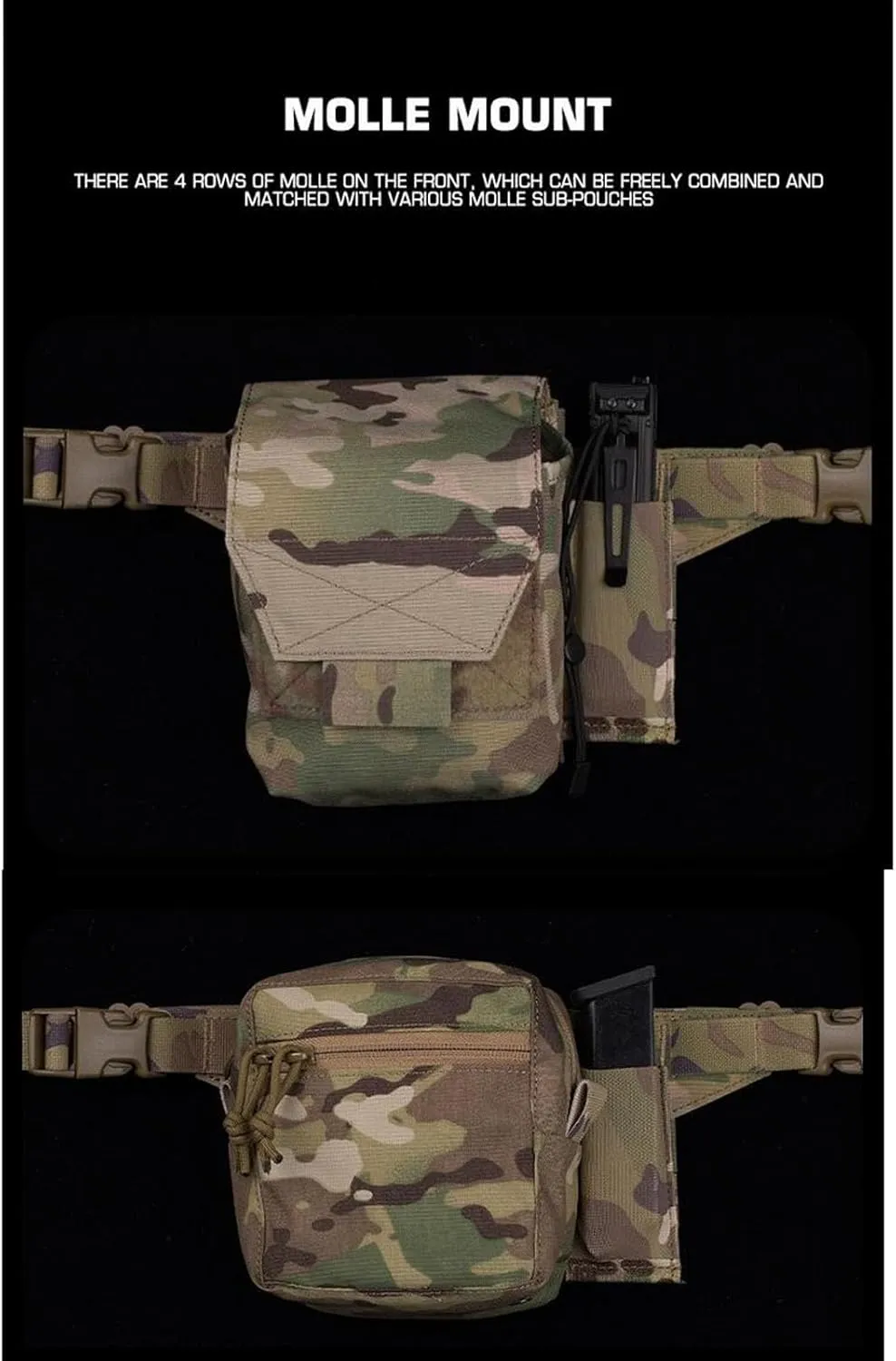 Tactical Fanny Pack Adapter Panel Waist Belt Extension Platform for Molle Pouches Magazine Pouch